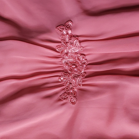 Formal Dark Blush Dress with Accebt Rhinestones - Picture 3 of 10